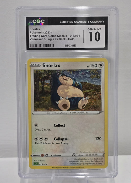 Snorlax 016/034 Holo — Trading Card Game Classic (2023) — CGC 10 Gem Mint - SEIM COLLECTS