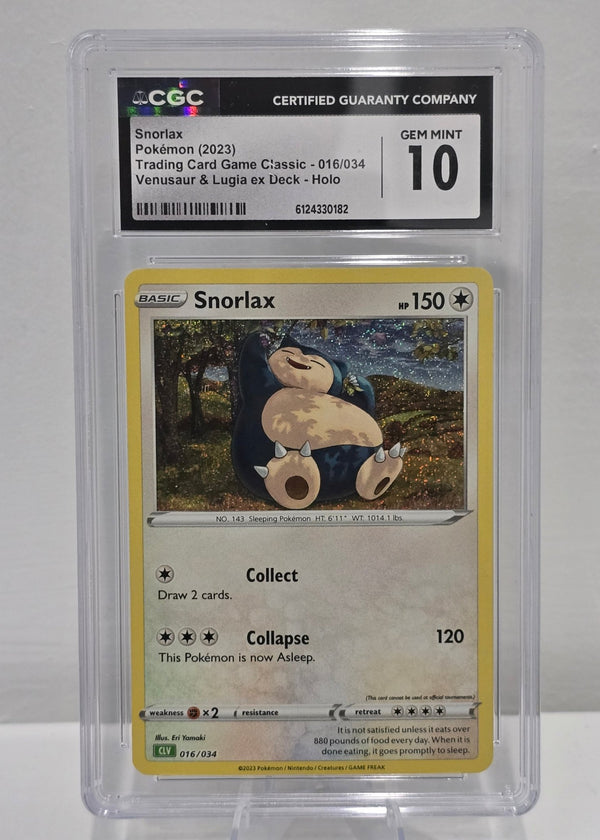Snorlax 016/034 Holo — Trading Card Game Classic (2023) — CGC 10 Gem Mint - SEIM COLLECTS