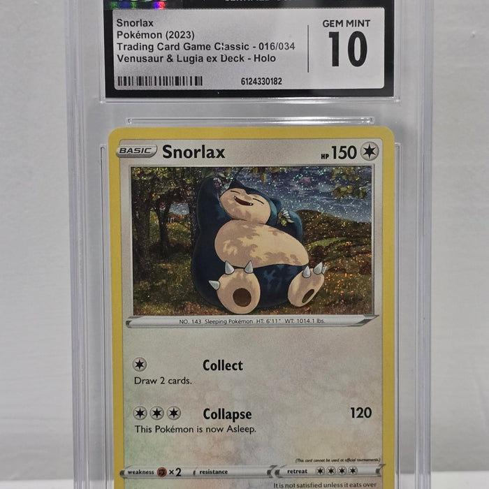 Snorlax 016/034 Holo — Trading Card Game Classic (2023) — CGC 10 Gem Mint - SEIM COLLECTS