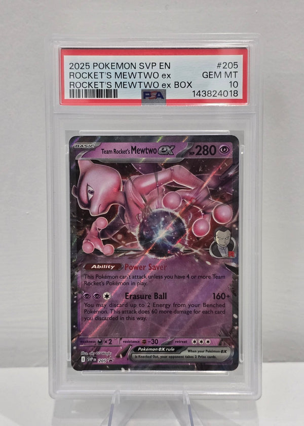Team Rocket's Mewtwo ex 205 Black Star Promo — Rocket's Mewtwo ex Box (2025) — PSA 10 Gem Mint - SEIM COLLECTS