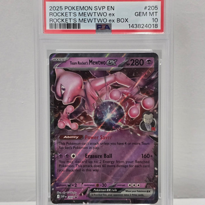 Team Rocket's Mewtwo ex 205 Black Star Promo — Rocket's Mewtwo ex Box (2025) — PSA 10 Gem Mint - SEIM COLLECTS