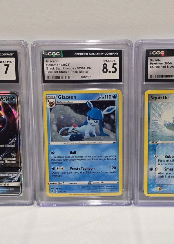 Umbreon GX SM36, Glaceon SWSH192 & Squirtle 83/112 — Black Star Promos / EX Series — CGC Graded Lot - SEIM COLLECTS